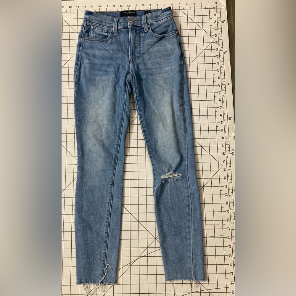 Lucky Brand Women’s Size 00/24 Ankle Distressed High Rise Skinny Bridgette Jeans